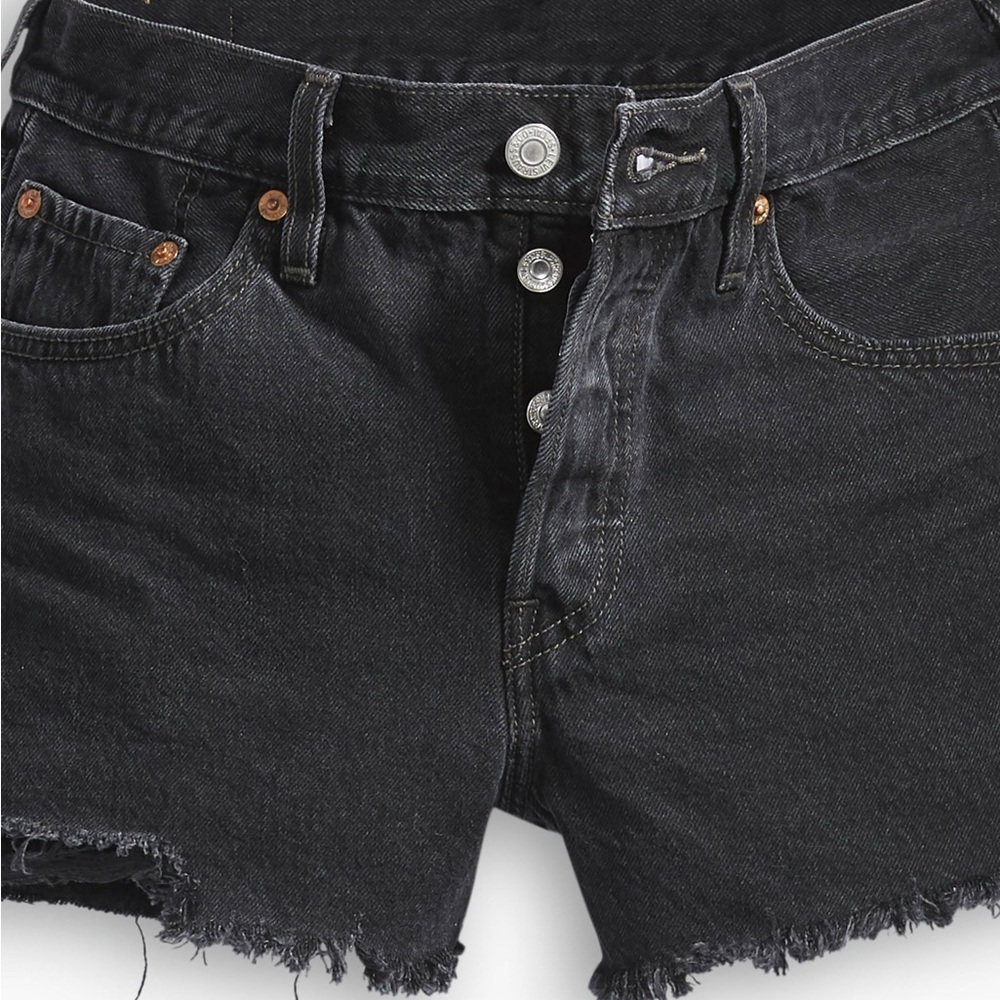 Levi's Black Jean Shorts Distressed High-Waisted